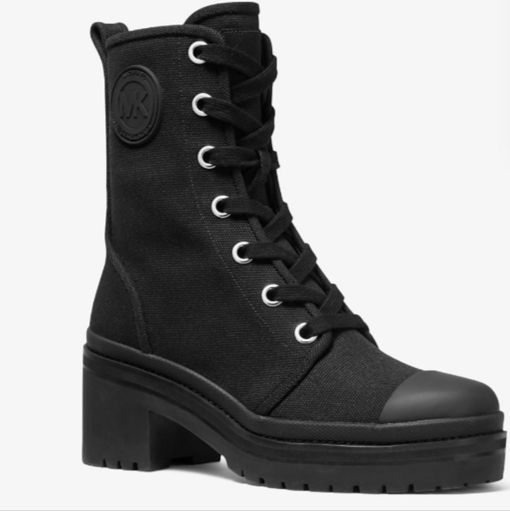 MK Michael Kors Black Corey Canvas Heel Boots